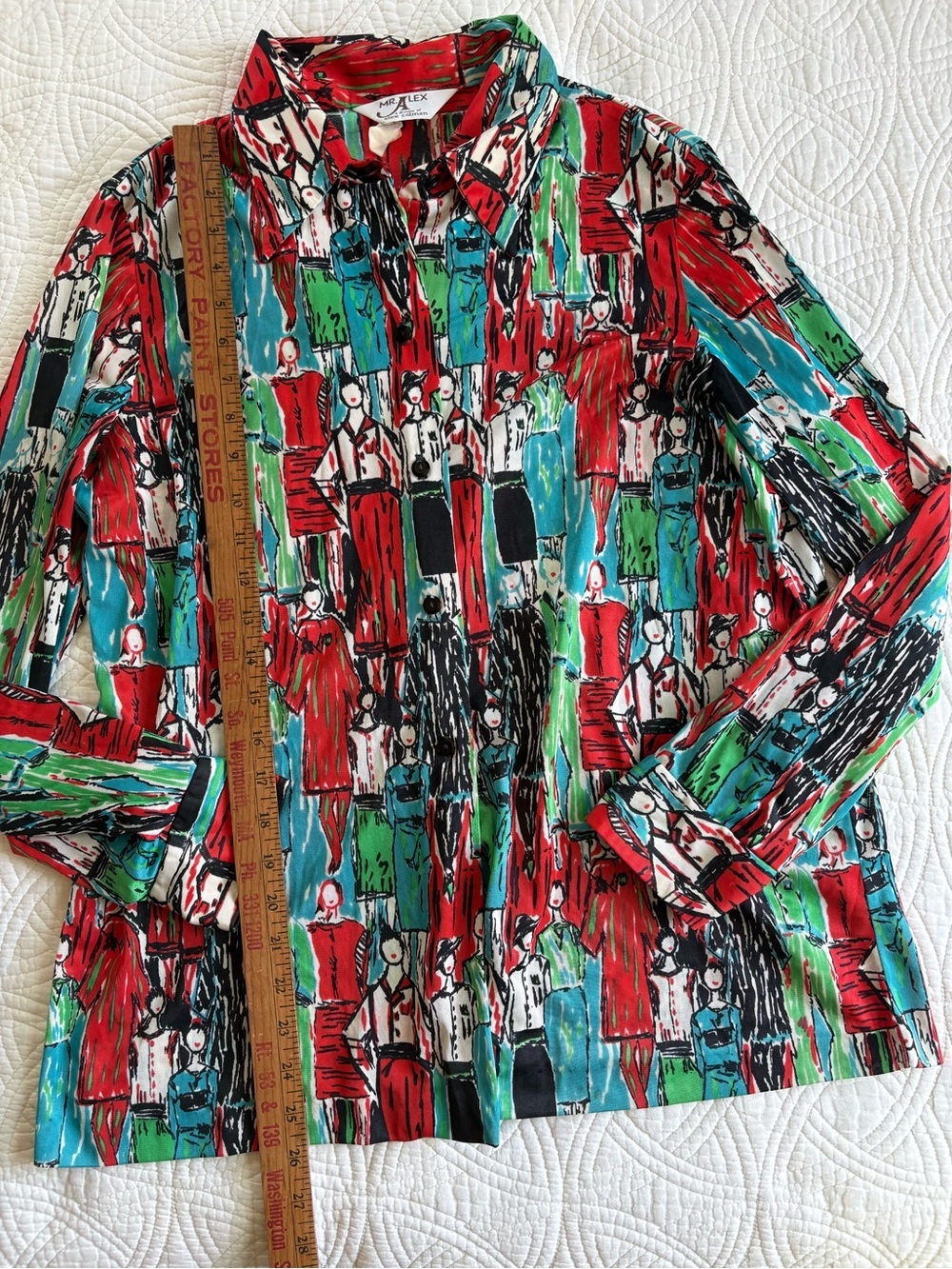 Vintage Whimsical button down shirt Measures as Large - Picture 4 of 8